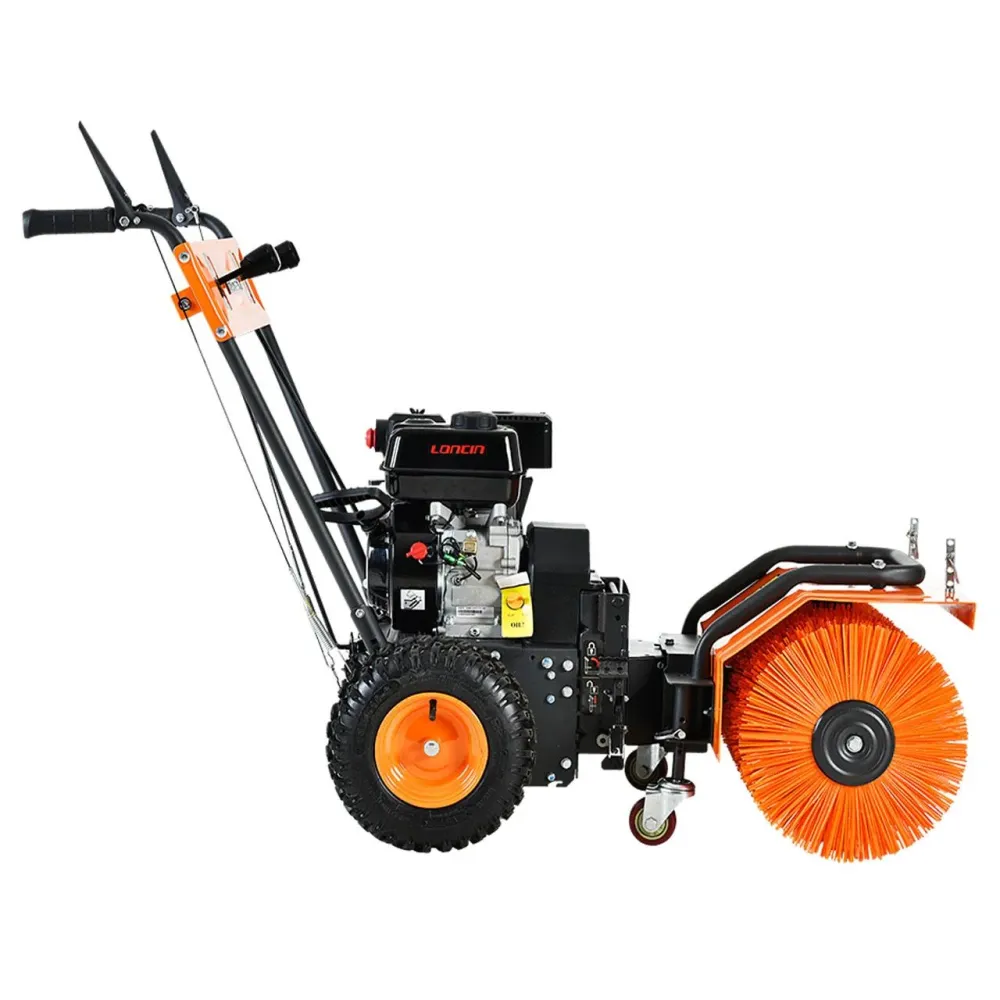 Benzínový zametací stroj FUXTEC FX-KM196-SET1 s nástavcem snehové frézy, snehovou radlicí sberacem necistot
