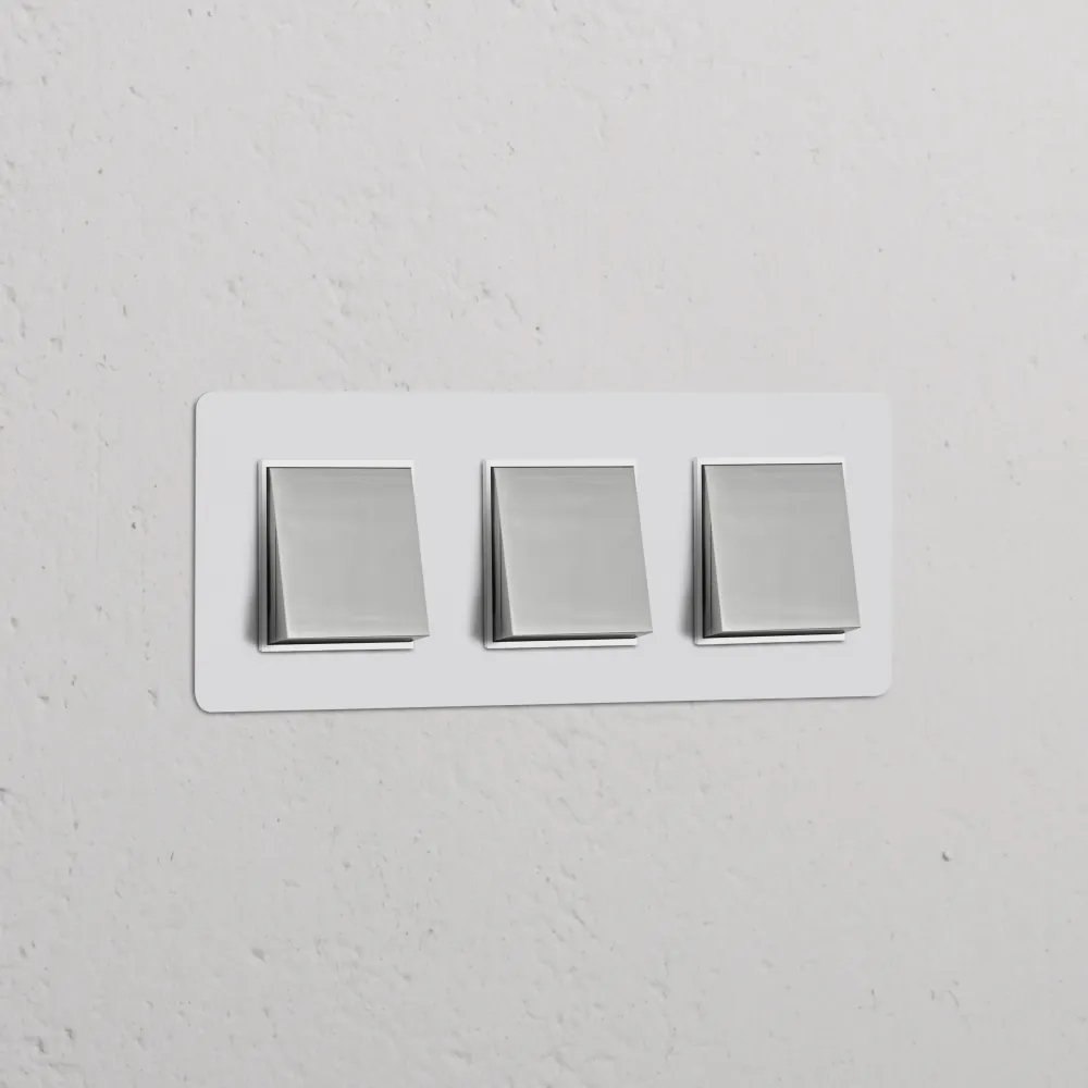 Kew Trojitý 3x kolébkový spínač - Malovatelný leštěný nikl | Bílý