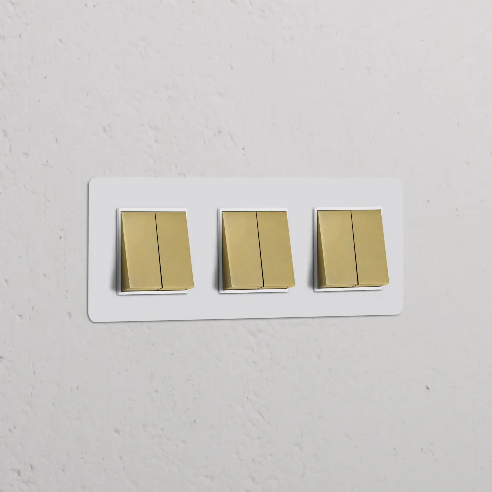 Kew Trojitý 6x kolébkový spínač - Malovatelná starožitná mosaz | Bílá