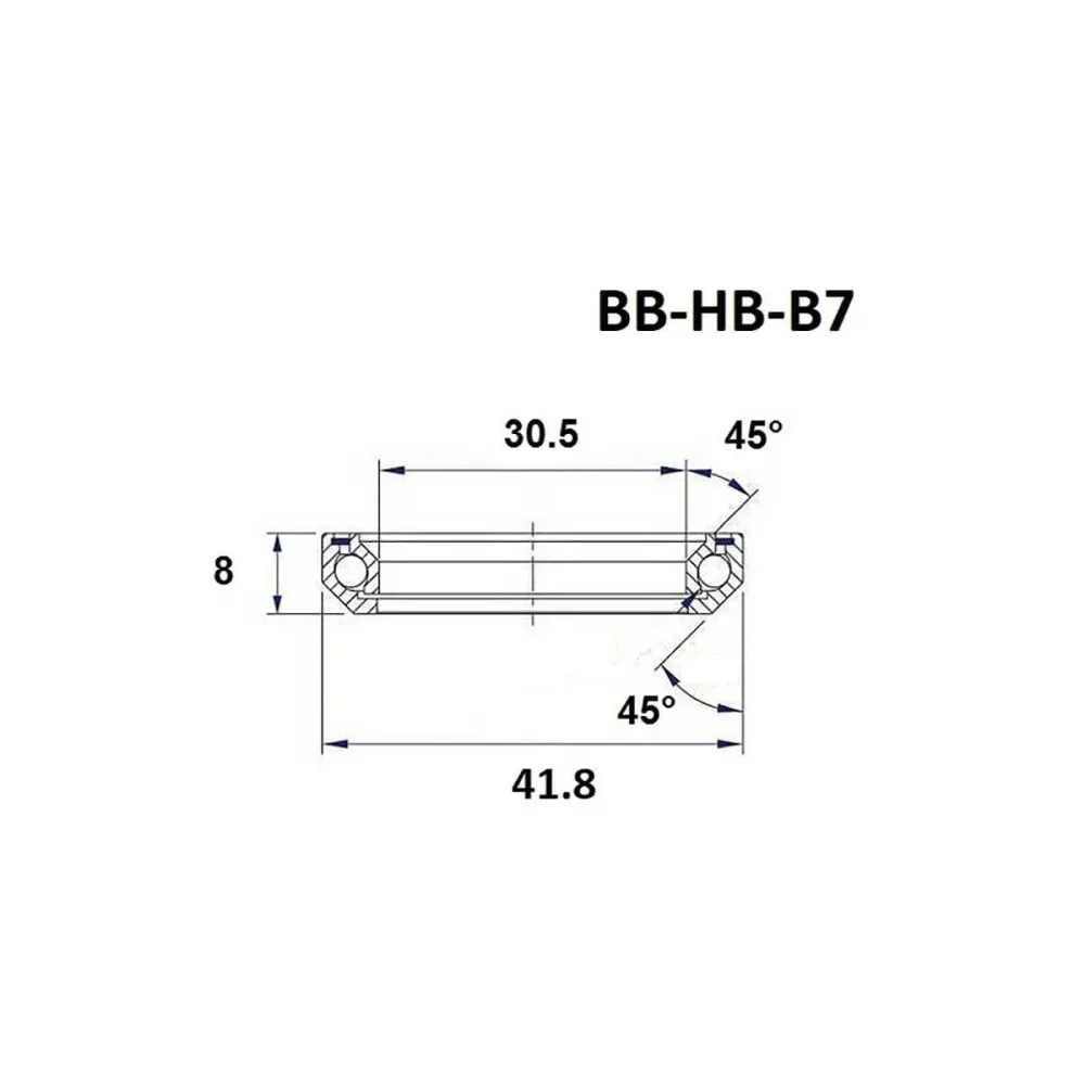 BLACK BEARING B7 30,5x41,8x8mm 45/45° 1-1/8" ložisko řízení