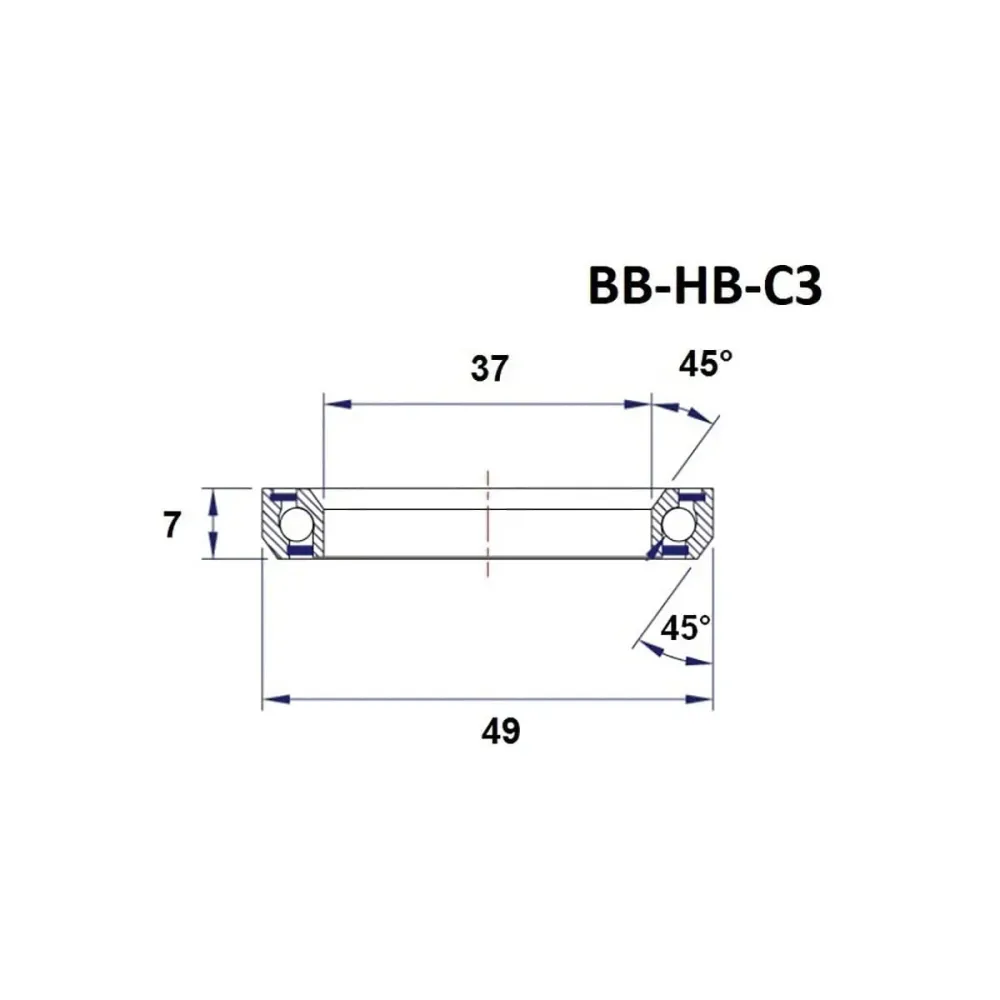 BLACK BEARING C3 45/45° ložisko řízení (37 x 49 x 7 mm)
