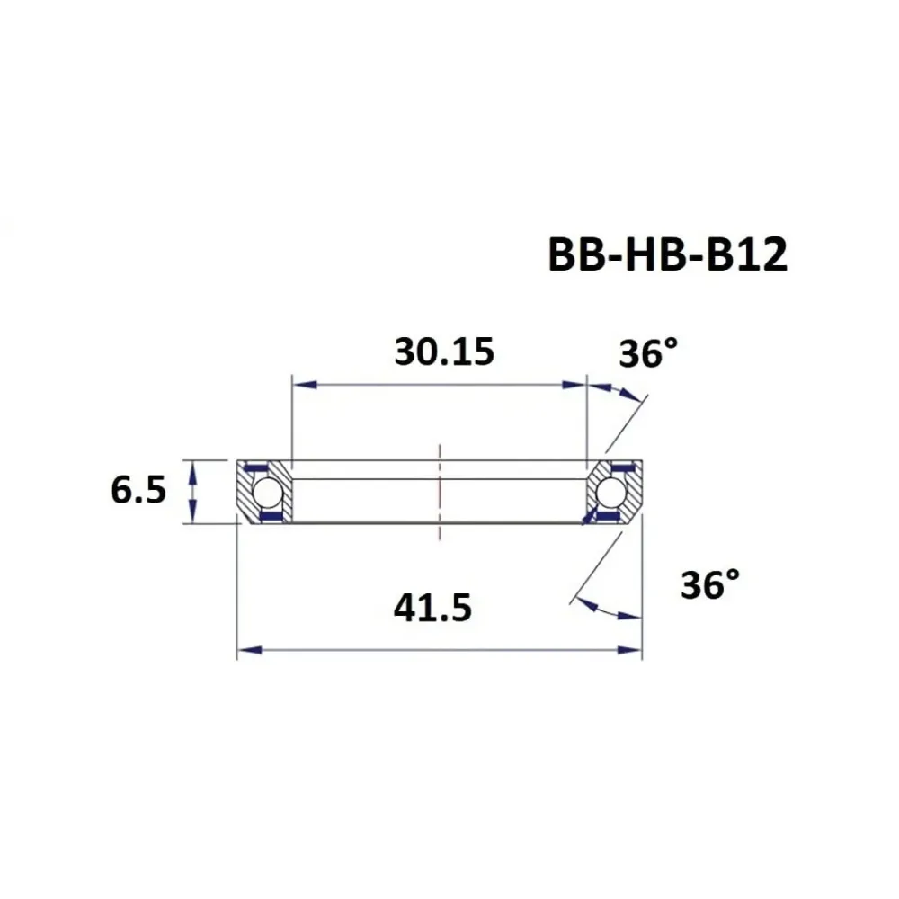 BLACK BEARING B12 Ložisko řízení 30,15x41,5x6,5mm 36/36° 1-1/8" - černá ložiska