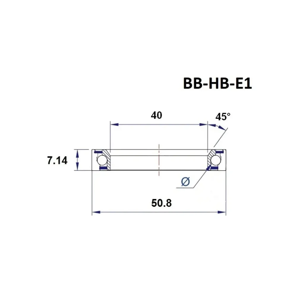 BLACK BEARING E1 Ložisko hlavového složení Cannondale 1-1/2" 90/45° (40 x 50,8 x 7,14 mm)
