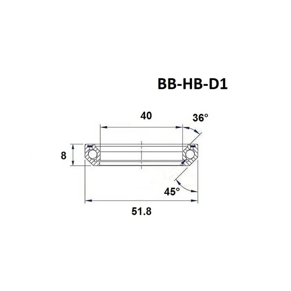 BLACK BEARING D1 ložisko řízení 1-1/2" 36/45° (40 x 51,8 x 8 mm)
