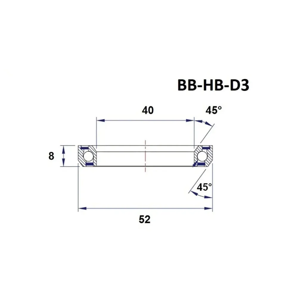 BLACK BEARING D3 ložisko řízení 1-1/2" 45/45° (40 x 52 x 8 mm)