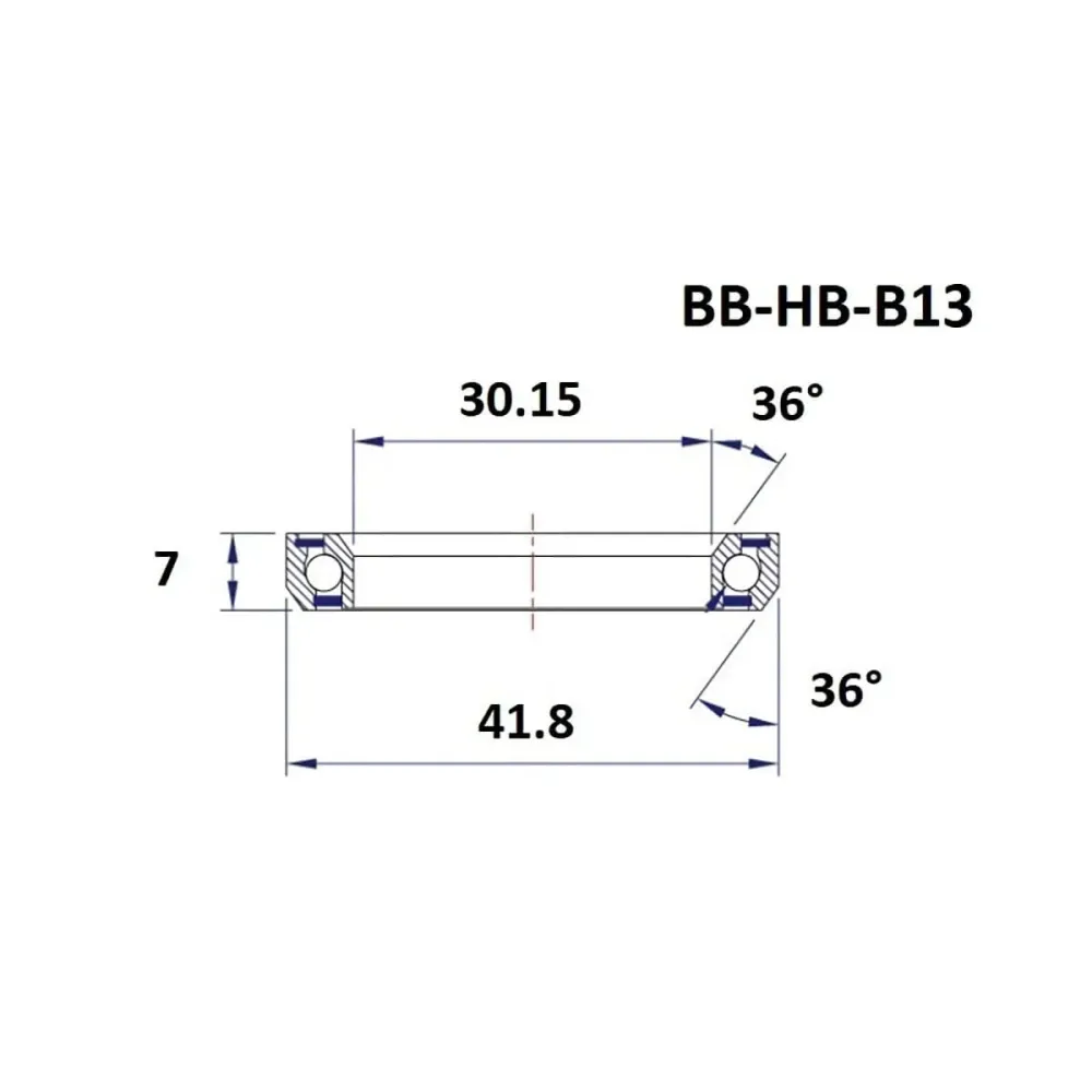 BLACK BEARING Ložisko řízení B13 30.15x41.8x7mm 36/36° 1-1/8" - B13