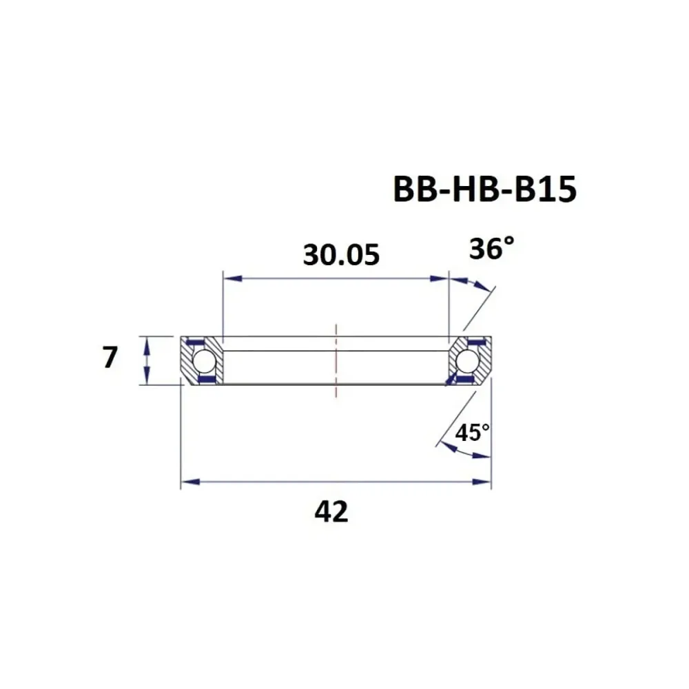 BLACK BEARING Ložisko řízení B15 30.05x42x7mm 36/45° 1-1/8" - B15
