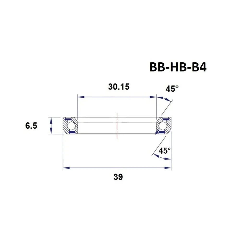 ČERNÉ LOŽISKO B4 30,15x39x6,5mm 45/45° 1-1/8" Ložisko řízení