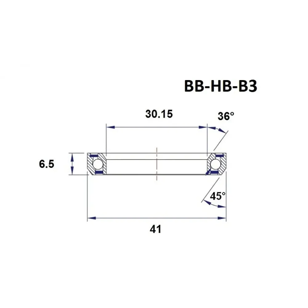 ČERNÉ LOŽISKO B3 30,15x41x6,5 mm 36/45° 1-1/8" Ložisko řízení