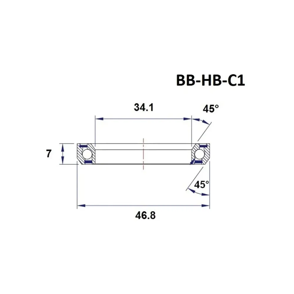 ČERNÉ LOŽISKO C1 Ložisko hlavy 34,1x46,8x7mm 45/45° 1-1/4" - Černá ložiska