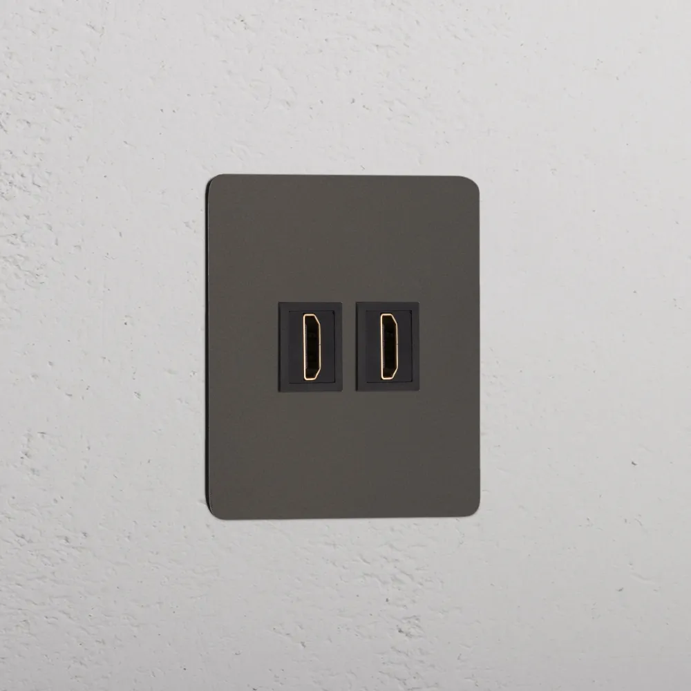Kew Jednoduchá zásuvka 2x HDMI - Bronz | Černý Regular