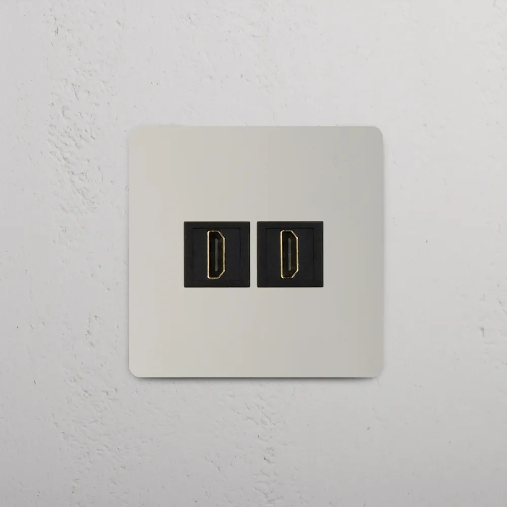 Kew Jednoduchá zásuvka 2x HDMI - Leštěný nikl | Černý Regular