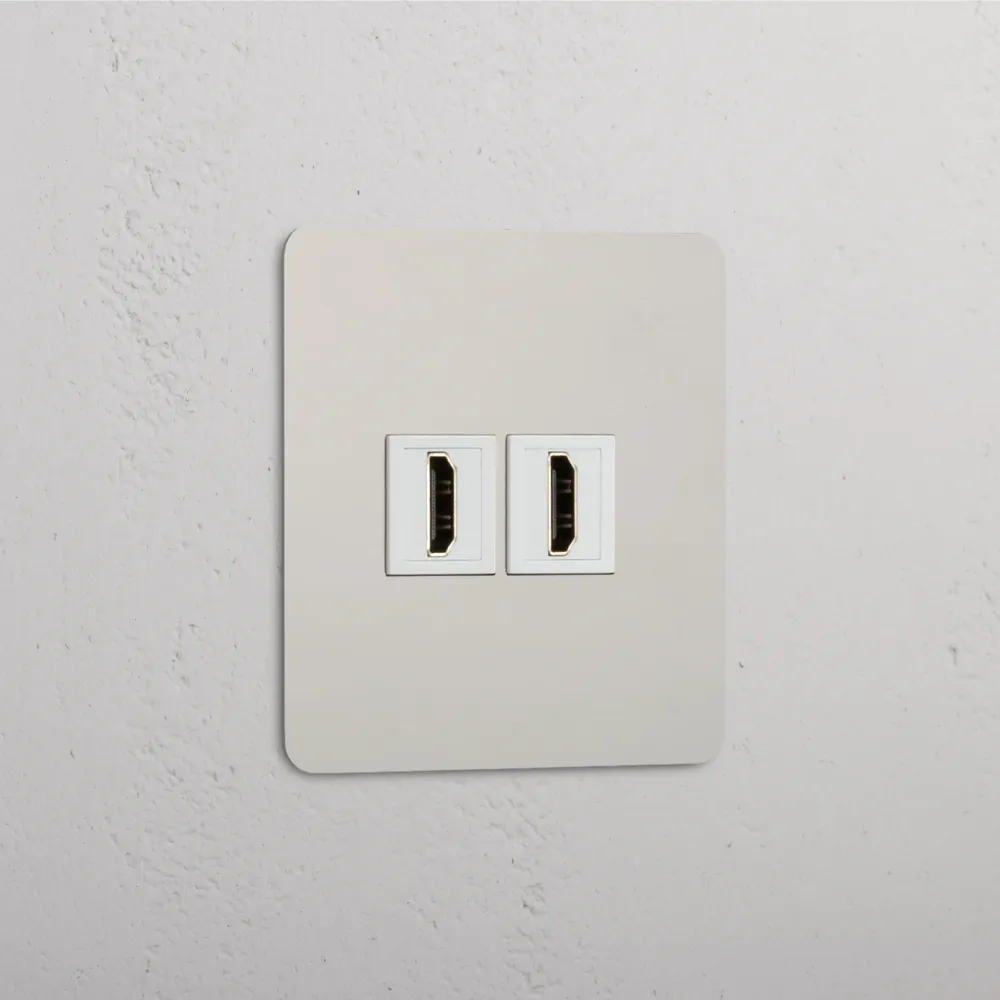 Kew Jednoduchá zásuvka 2x HDMI - Leštěný nikl | Bílý Regular