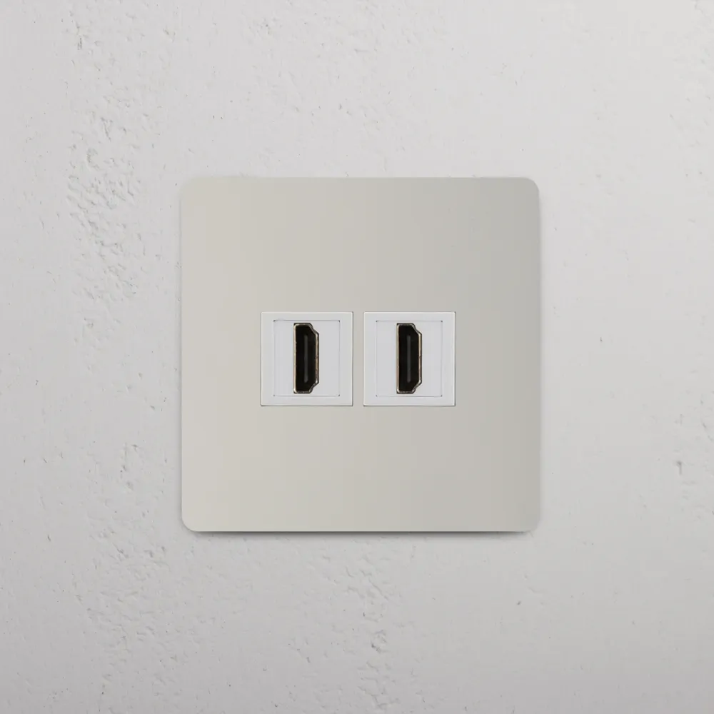 Kew Jednoduchá zásuvka 2x HDMI - Leštěný nikl | Bílý Regular