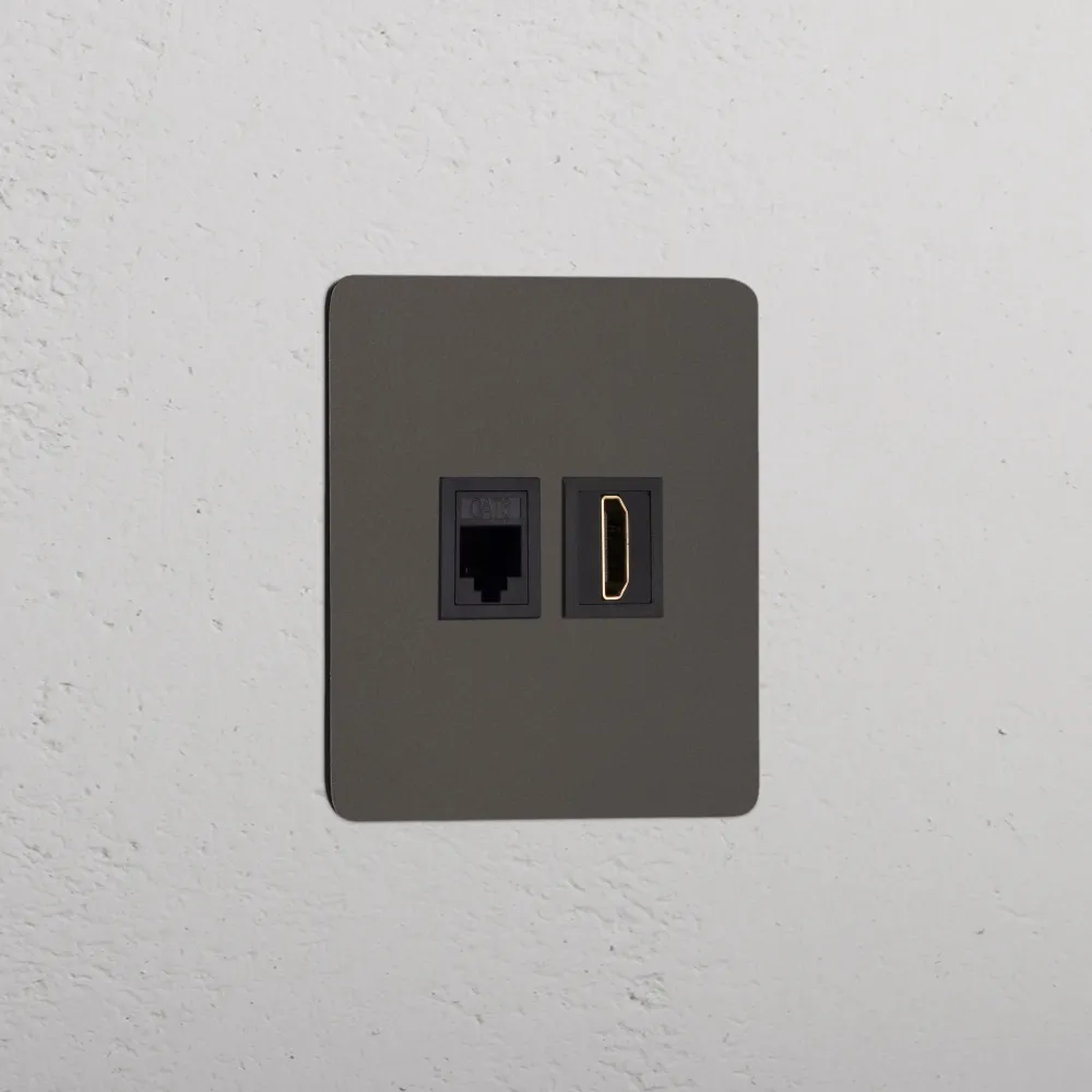 Kew Jednoduchá zásuvka RJ45 HDMI - Bronz | Černý Regular