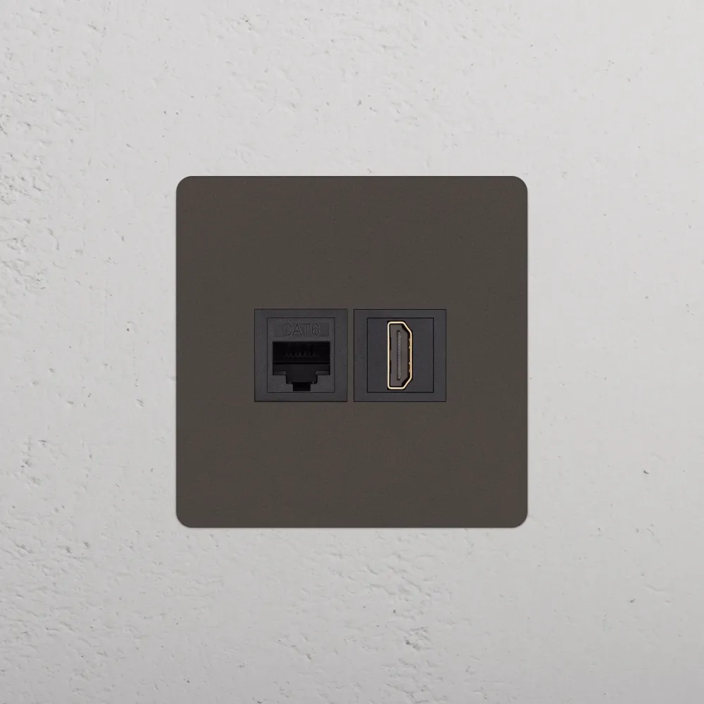 Kew Jednoduchá zásuvka RJ45 HDMI - Bronz | Černý Regular