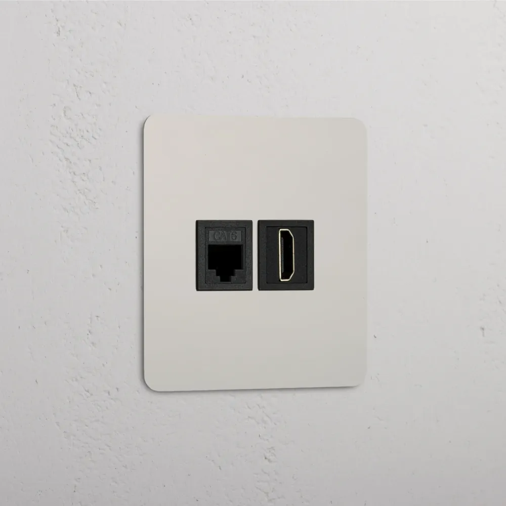Kew Jednoduchá zásuvka RJ45 HDMI - Leštěný nikl | Černý Regular