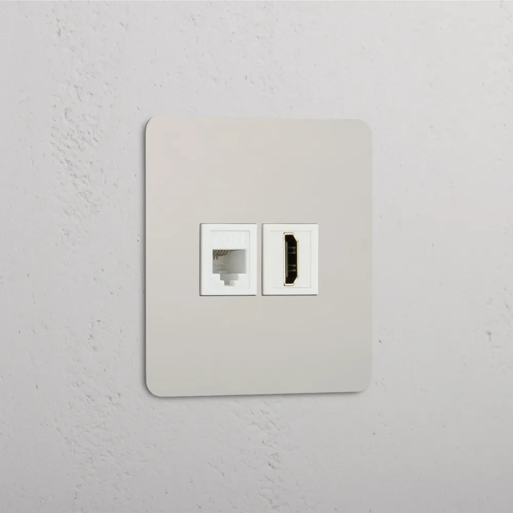 Kew Jednoduchá zásuvka RJ45 HDMI - Leštěný nikl | Bílý Regular