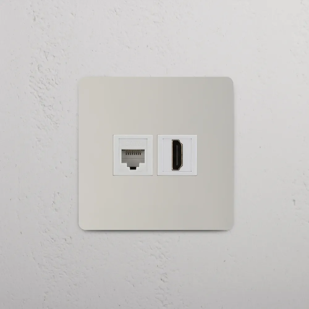 Kew Jednoduchá zásuvka RJ45 HDMI - Leštěný nikl | Bílý Regular