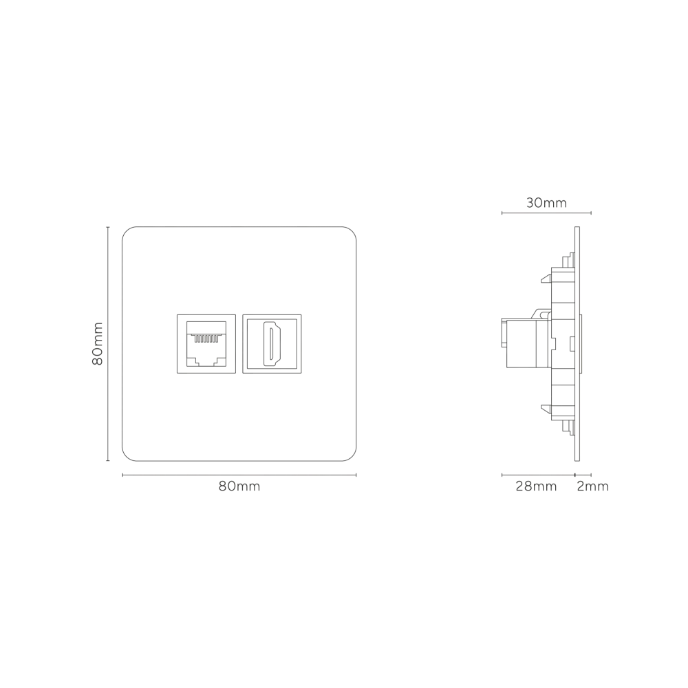 Kew Jednoduchá zásuvka RJ45 HDMI - Malovatelné | Bílá
