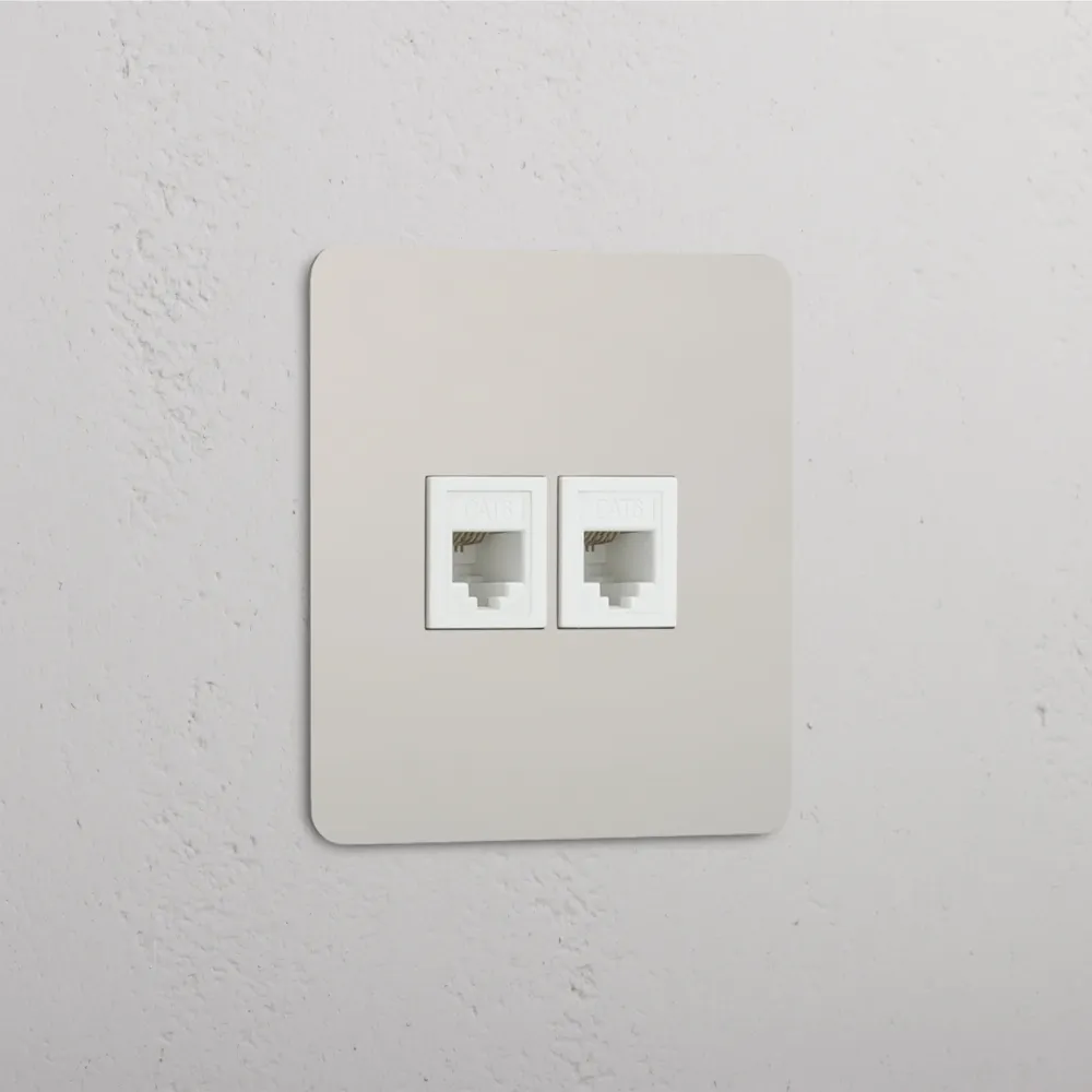 Kew Jednoduchá zásuvka 2x RJ45 - Leštěný nikl | Bílý Regular