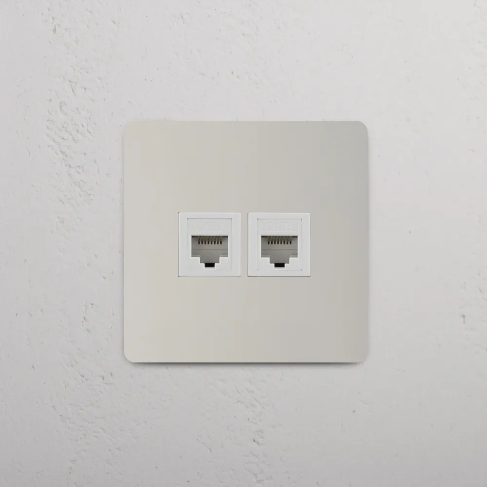 Kew Jednoduchá zásuvka 2x RJ45 - Leštěný nikl | Bílý Regular