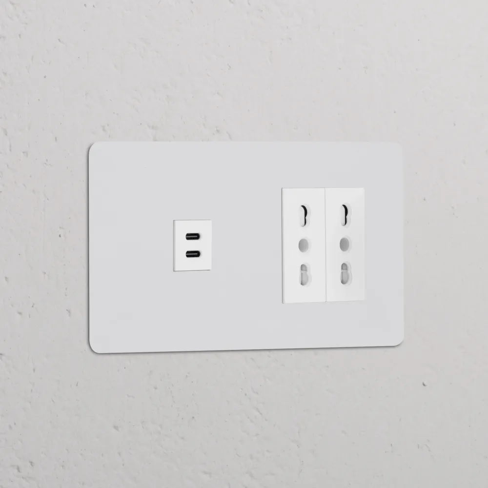 Kew Dvojitá zásuvka USB-C 30 W 2x Bipasso - Malovatelné | Bílá