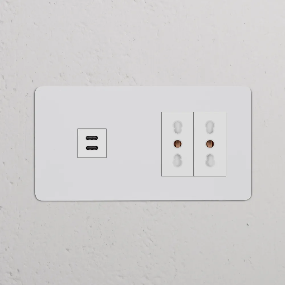 Kew Dvojitá zásuvka USB-C 30 W 2x Bipasso - Malovatelné | Bílá