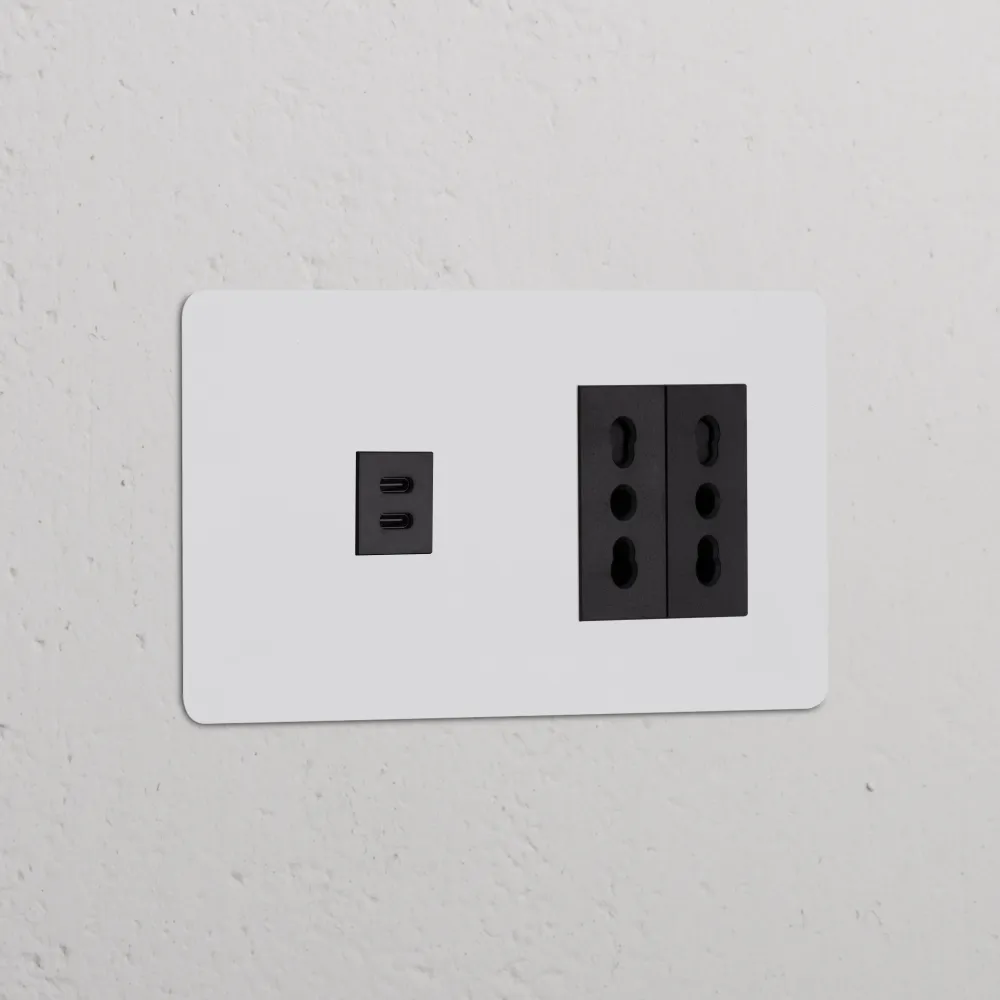 Kew Dvojitá zásuvka USB-C 30 W 2x Bipasso - Malovatelná | Černá