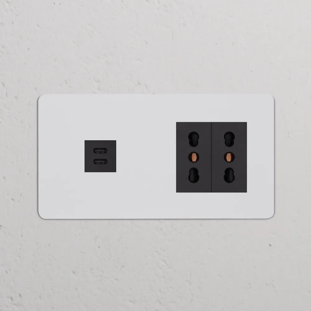 Kew Dvojitá zásuvka USB-C 30 W 2x Bipasso - Malovatelná | Černá