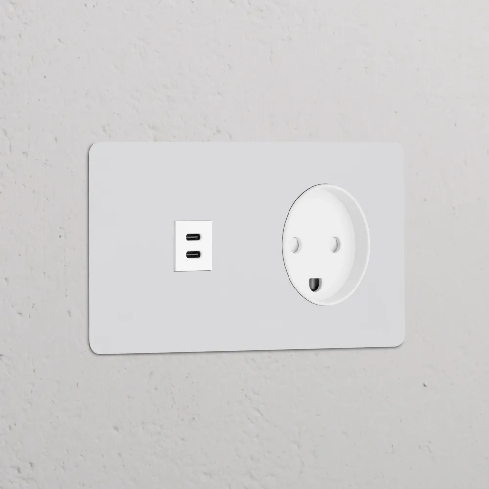 Kew Dvojitá zásuvka USB-C 30 W dánský typ K - Malovatelné | Bílá
