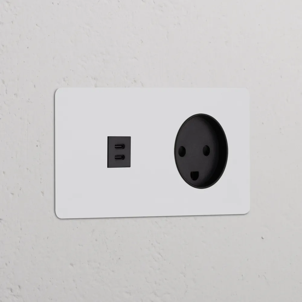 Kew Dvojitá zásuvka USB-C 30 W dánský typ K - Malovatelná | Černá