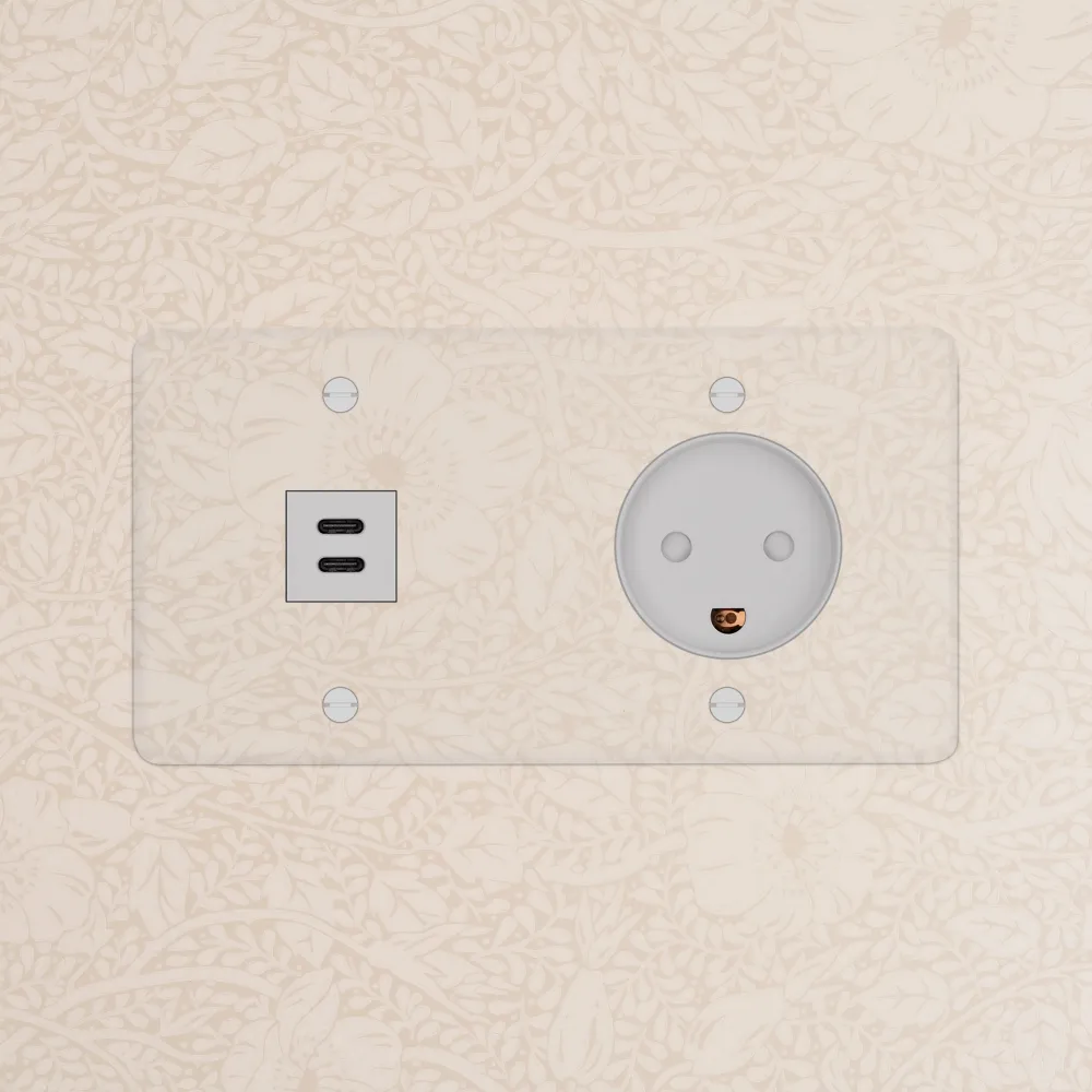 Kew Dvojitá zásuvka USB-C 30 W dánský typ K - Průhledná | Bílá Regular