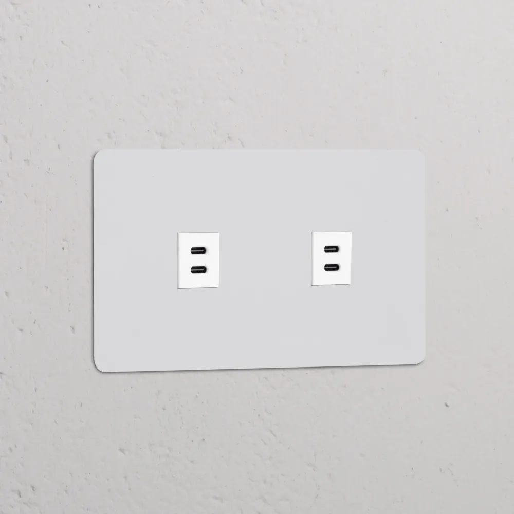 Kew Dvojitá zásuvka 2x USB-C 30 W - Malovatelné | Bílá