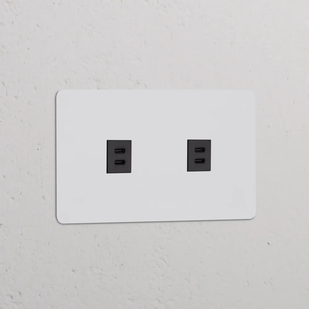 Kew Dvojitá zásuvka 2x USB-C 30 W - Malovatelná | Černá
