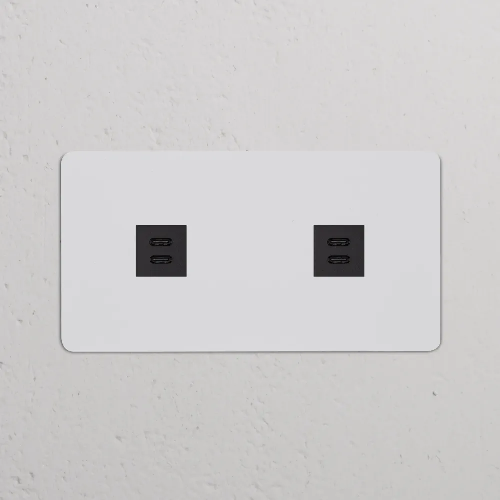 Kew Dvojitá zásuvka 2x USB-C 30 W - Malovatelná | Černá