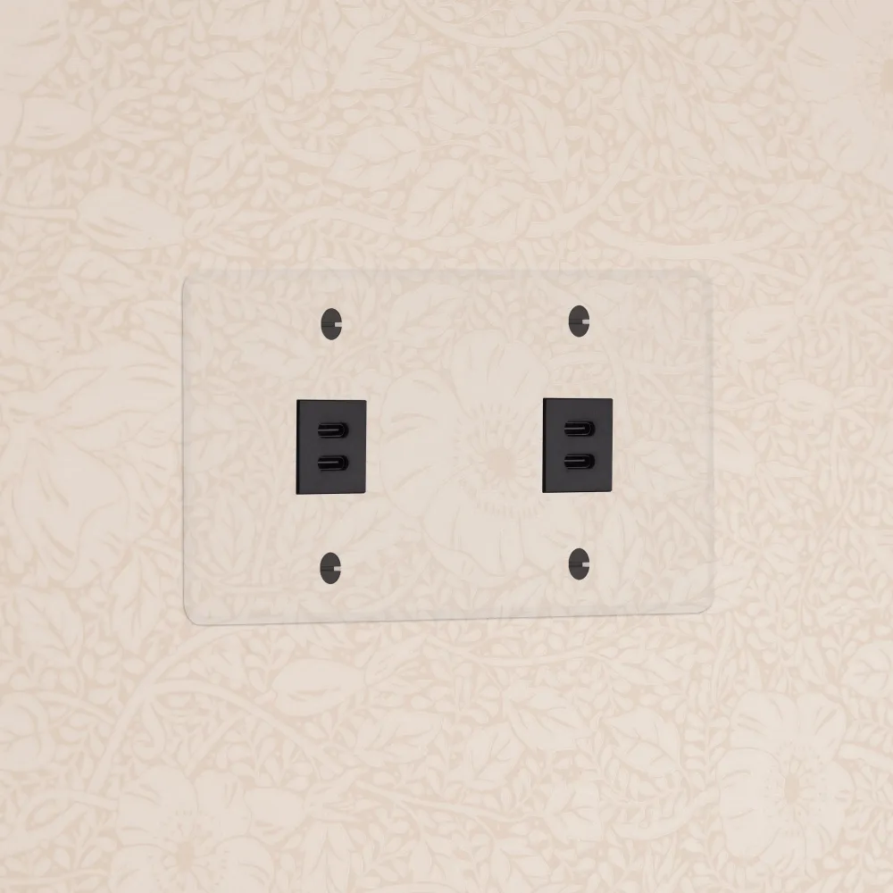 Kew Dvojitá zásuvka 2x USB-C 30 W - Průhledné | Černá Regular
