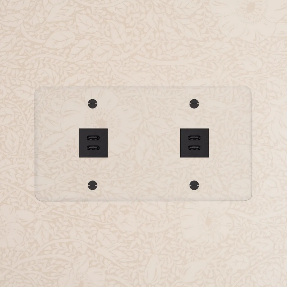 Kew Dvojitá zásuvka 2x USB-C 30 W - Průhledné | Černá Regular