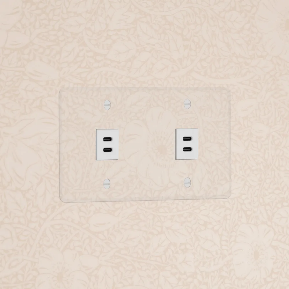 Kew Dvojitá zásuvka 2x USB-C 30 W - Průhledná | Bílá Regular