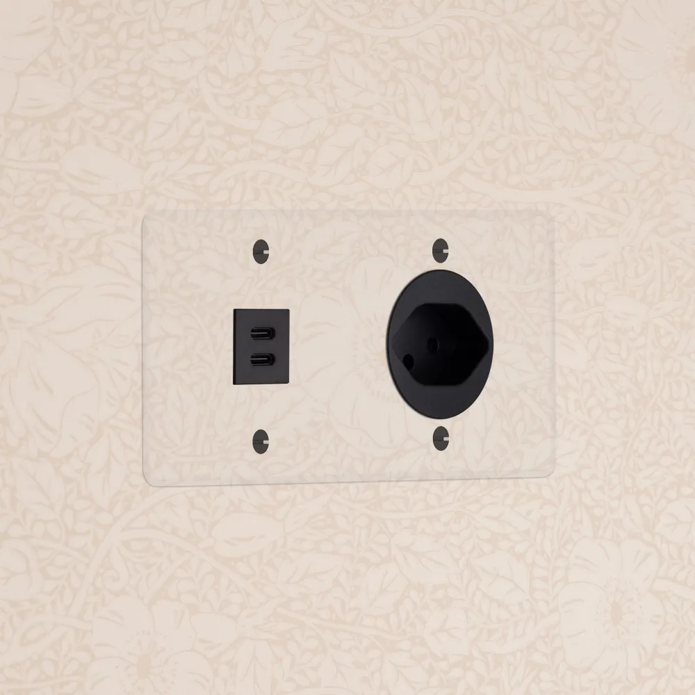 Kew Dvojitá zásuvka USB-C 30 W zásuvka typu J (švýcarská) - Průhledné | Černá Regular
