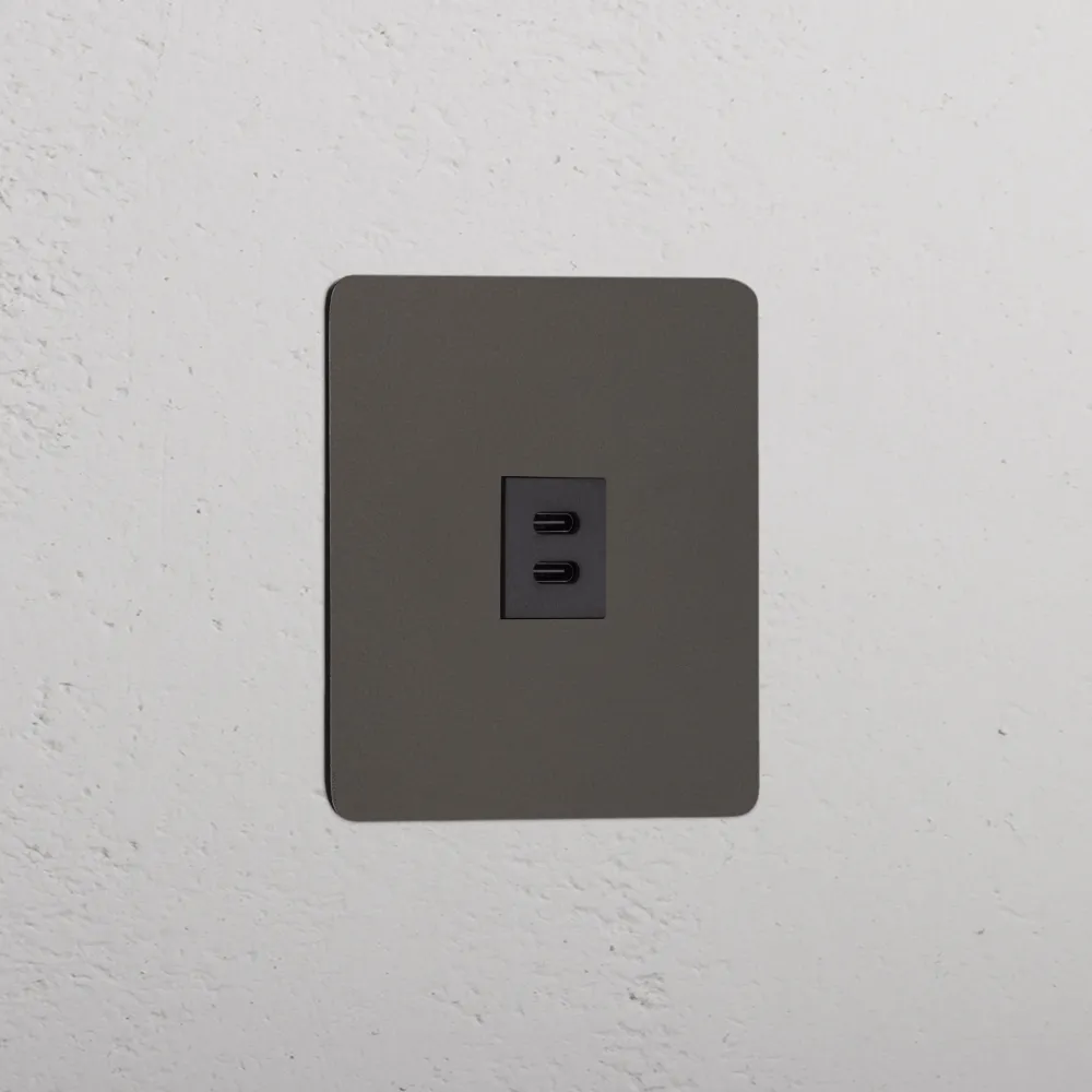 Kew Jednoduchá zásuvka USB-C 30 W - Bronz | Černý Regular