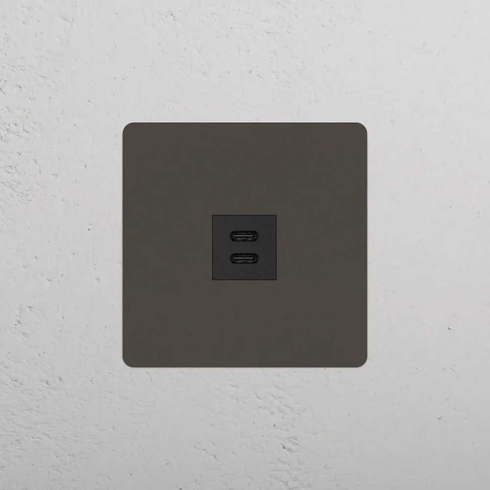 Kew Jednoduchá zásuvka USB-C 30 W - Bronz | Černý Regular
