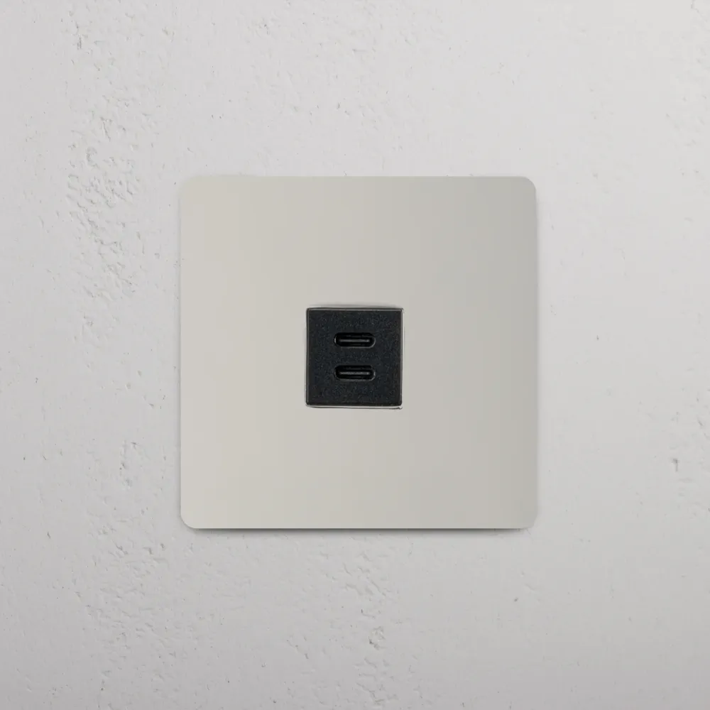 Kew Jednoduchá zásuvka USB-C 30 W - Leštěný nikl | Černý Regular