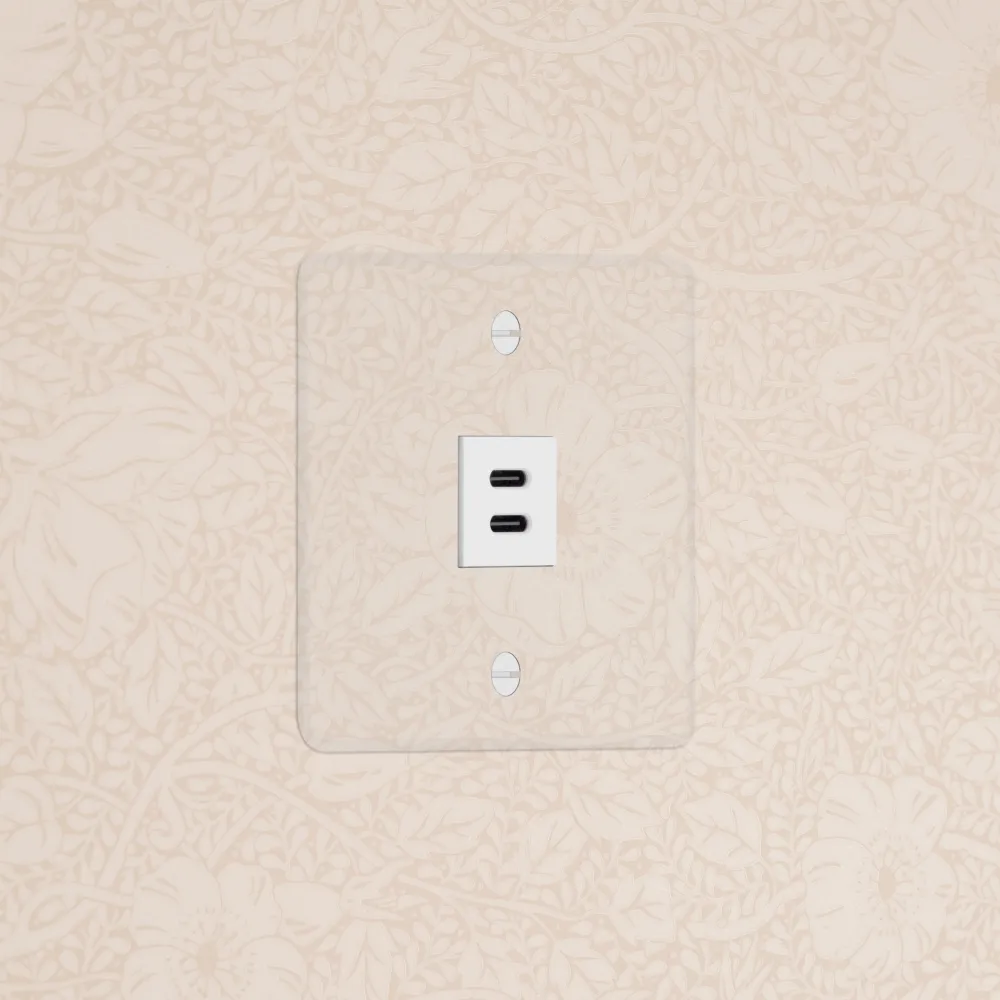 Kew Jednoduchá zásuvka USB-C 30 W - Průhledná | Bílá Regular