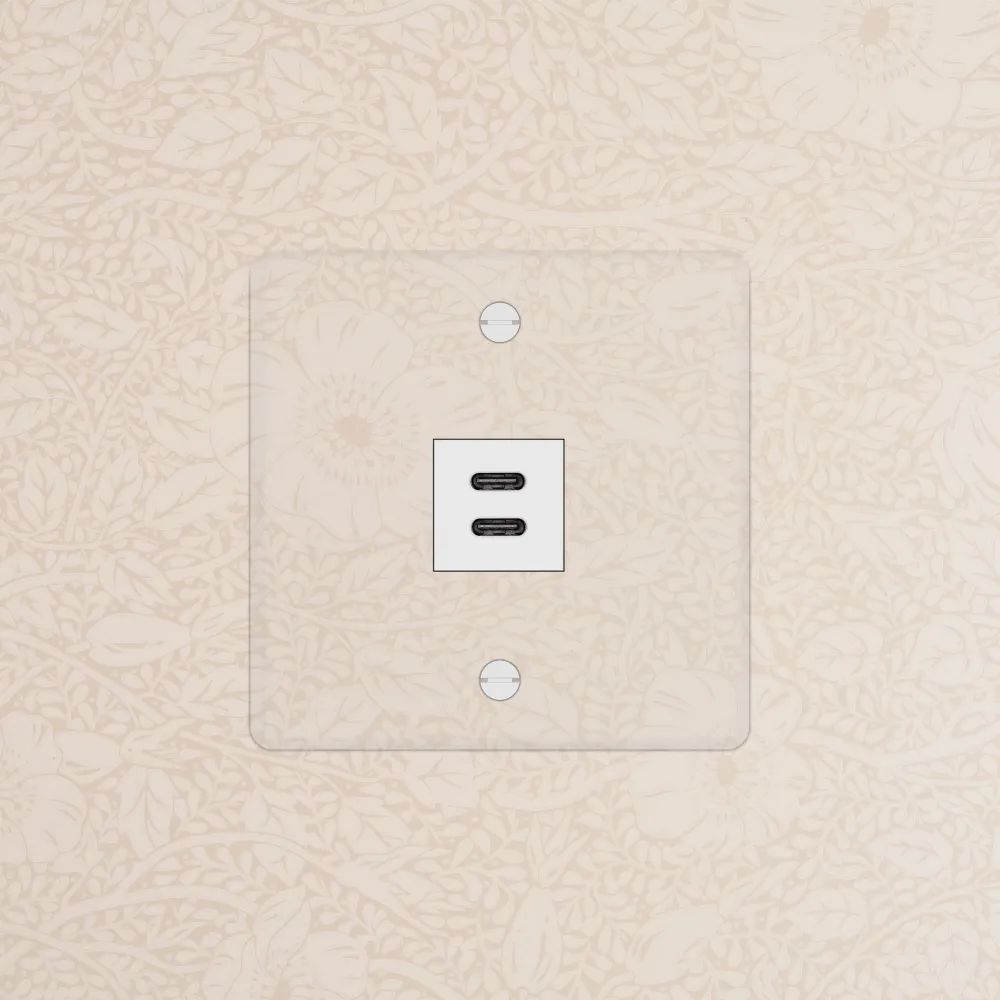 Kew Jednoduchá zásuvka USB-C 30 W - Průhledná | Bílá Regular