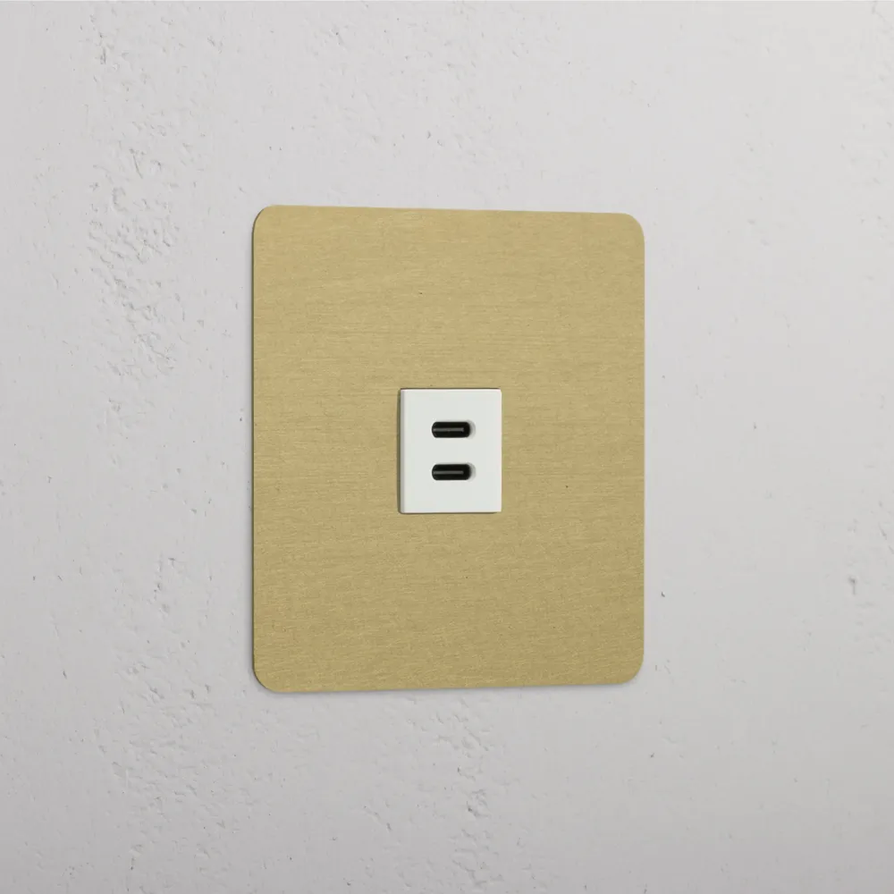 Kew Jednoduchá zásuvka USB-C 30 W - Starožitná mosaz | Bílá Regular