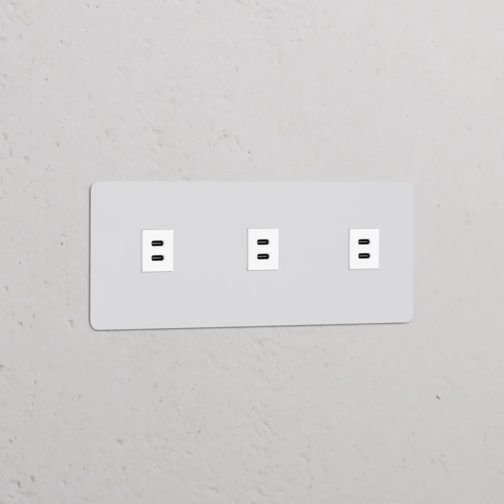 Kew Trojitá zásuvka 3x USB-C 30 W - Malovatelné | Bílá