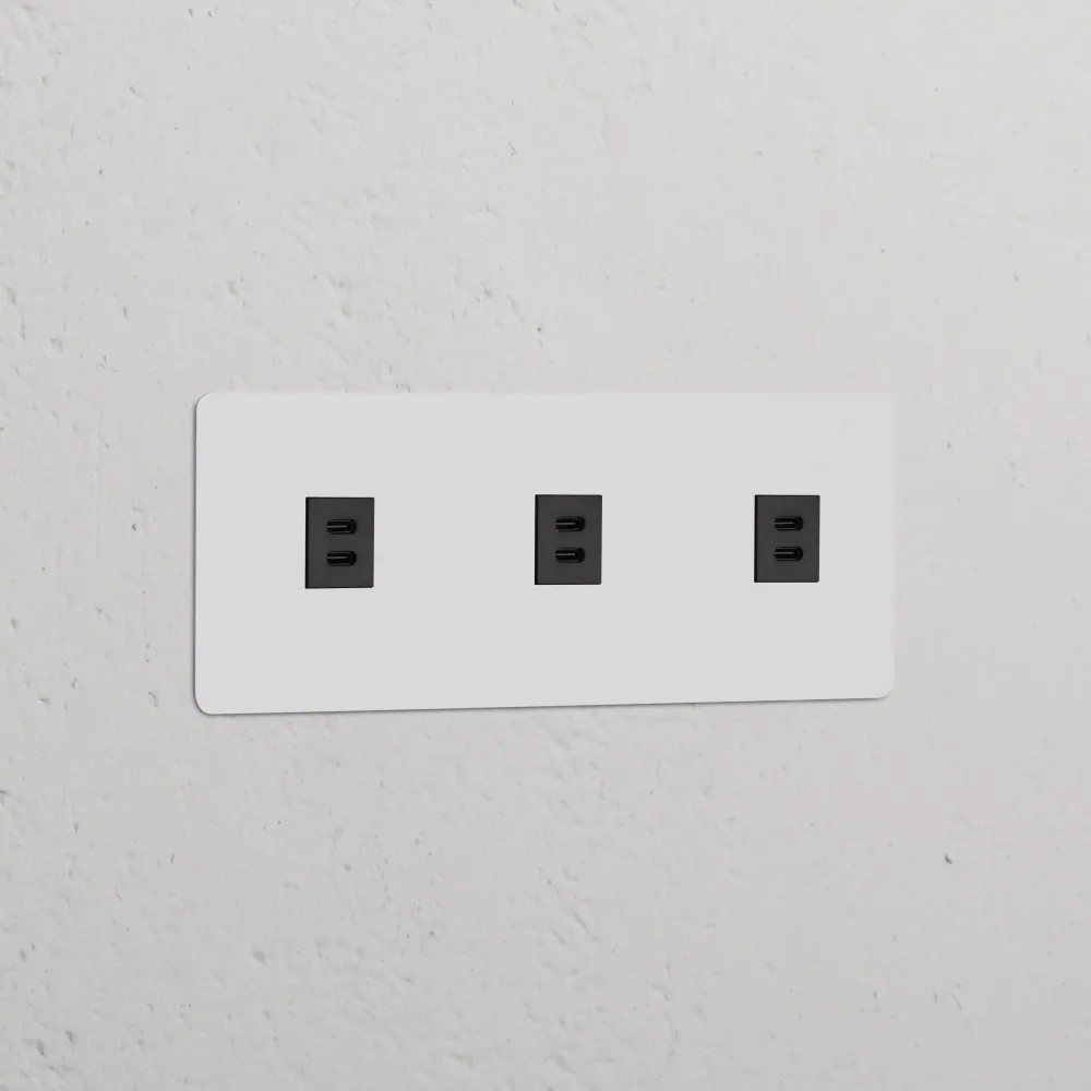 Kew Trojitá zásuvka 3x USB-C 30 W - Malovatelná | Černá