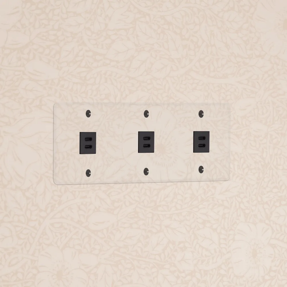 Kew Trojitá zásuvka 3x USB-C 30 W - Průhledné | Černá Regular