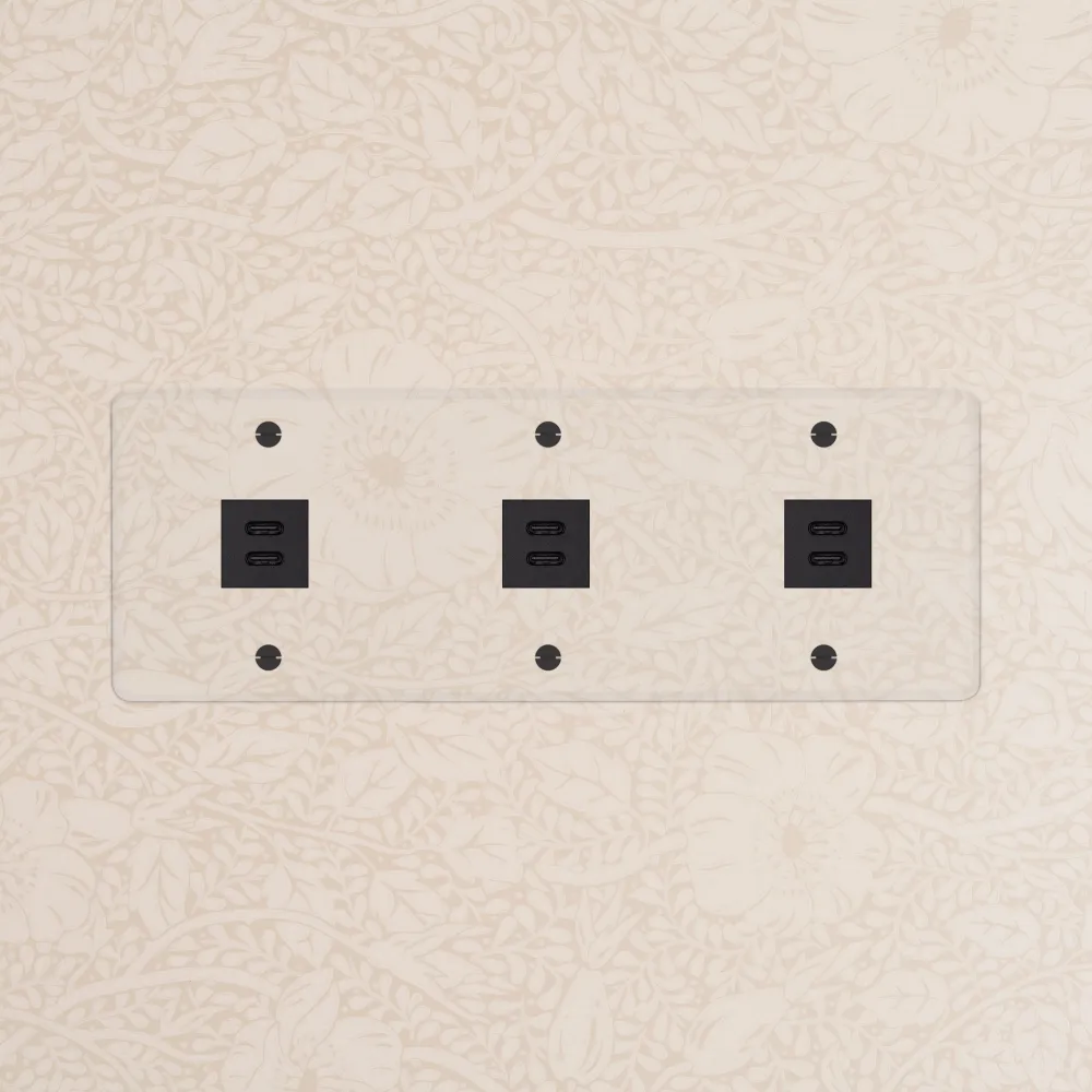 Kew Trojitá zásuvka 3x USB-C 30 W - Průhledné | Černá Regular